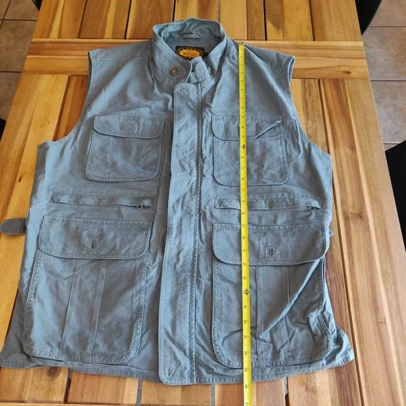 Woolrich Classic Men's Utility Vest Full Zip Size Large Fishing Pockets Green - Picture 4 of 6